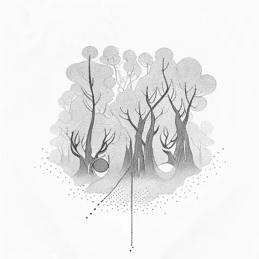 A Mystical Forest Scene With A Wise Sage And A Flock Of Chickens