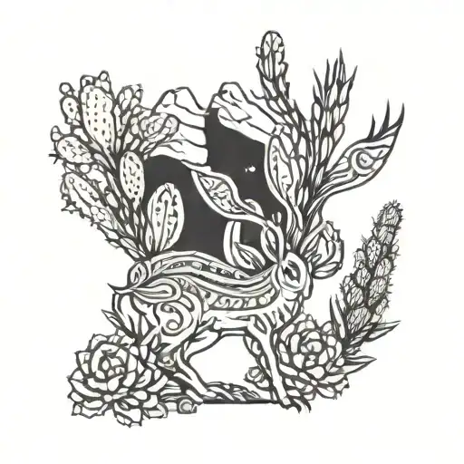 Jackelope With Cactus Background