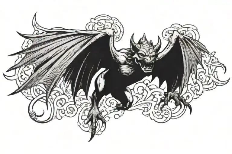 Gothic Gargoyle With Wings Spread Wide
