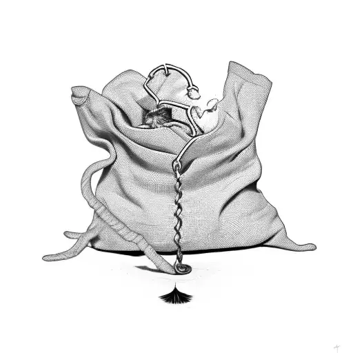 Canvas Moneysack Losley Tied Open As Money Flies Out And As Slowley Burns Away As It Flies Out