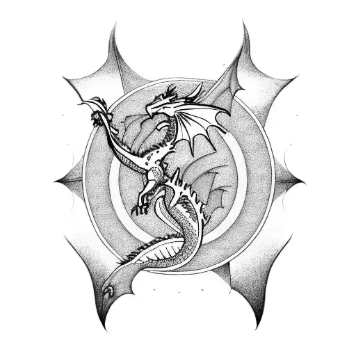 A Majestic Dragon Flying Over A Celtic Landscape And Compass