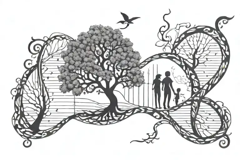 Dna Double Helix Forming Family Tree