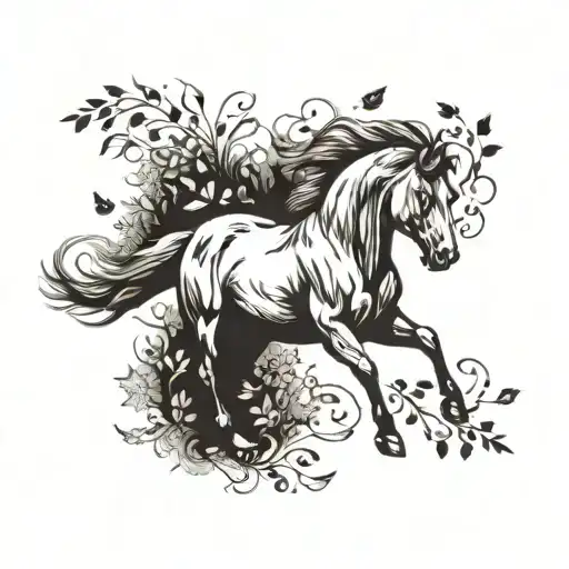 A Majestic Horse Galloping Through A Field Of Autumn Leaves