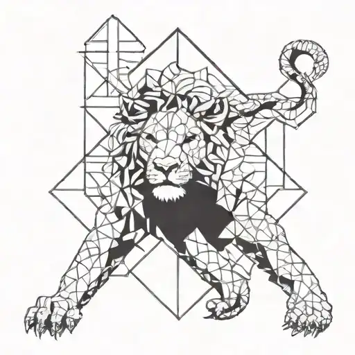 Geometric Tattoo Leo Zodiac Sign