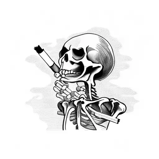 Skeleton Smoking A Cigarette On A Sinking Ship
