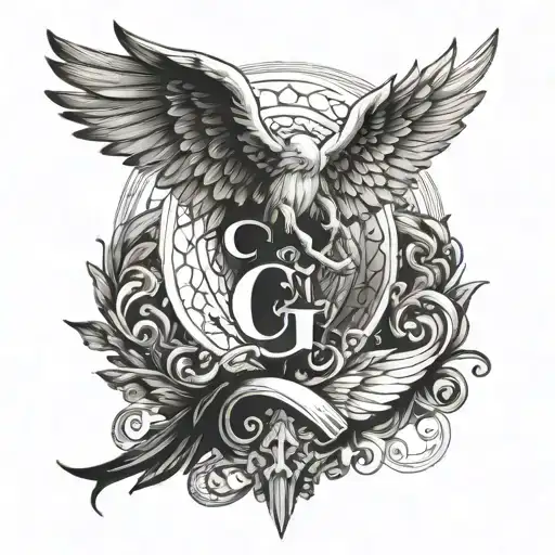 Angel Wings And In The Middle Of These It Has The Letters G V