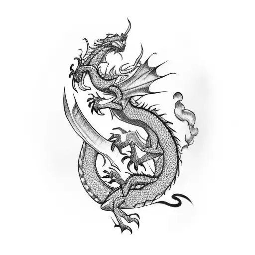 Dragon Around Sword