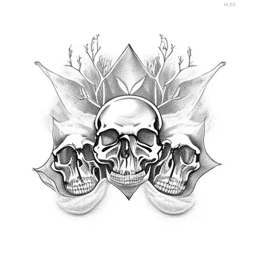 Botanical With Skulls And Spooky Elements
