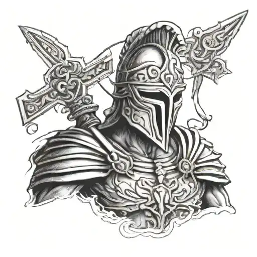 Greek Spartan Warrior With Crucifix