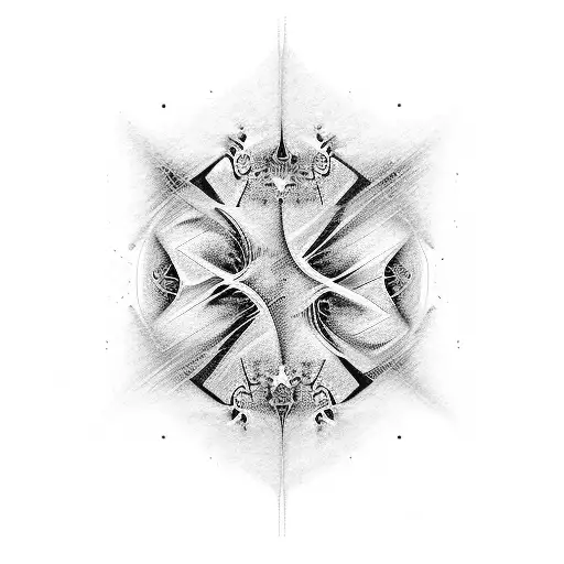 Blackout Shoulder And Upper Arm With Negative Space Fractal Design