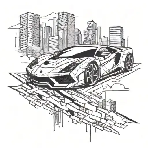 Incorporate A Sleek Sports Car Racing Through A Futuristic Cityscape