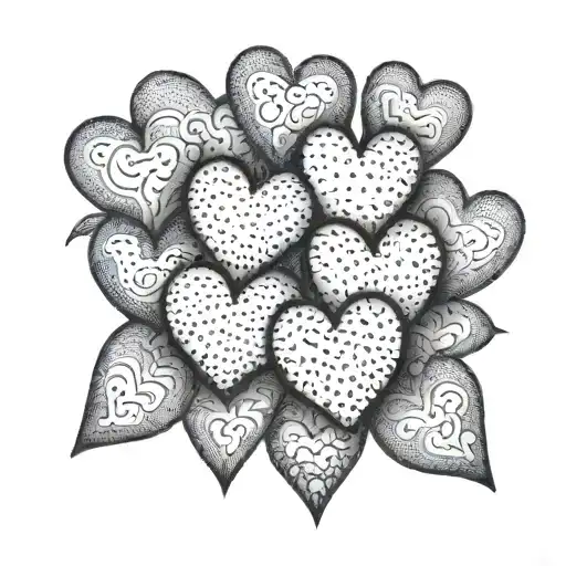 One Heart Made Entirely Of Mini Handrawn Hearts