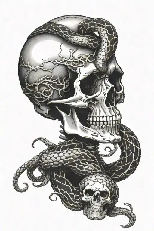 Skull With Snake