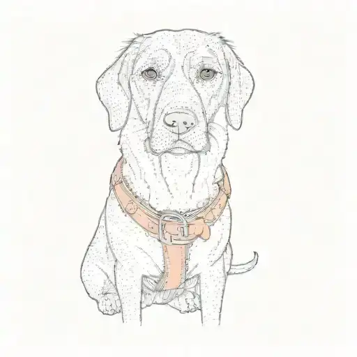 A Black Dog Wearing An Orange Harness