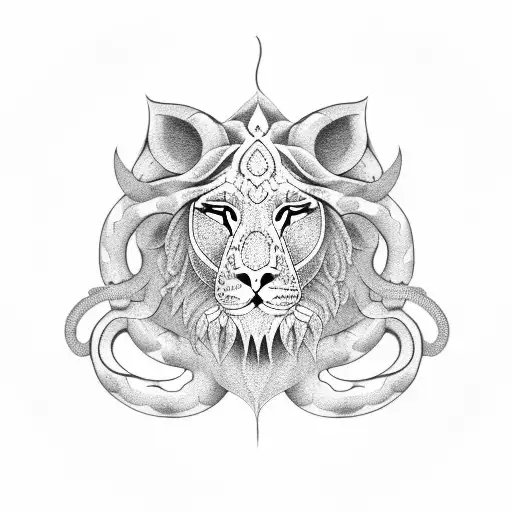 Hindu Lion Eating A Snake Sternum