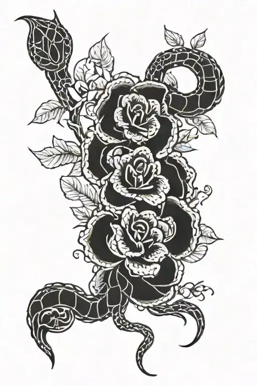 Red Snake Flowers Intertwined