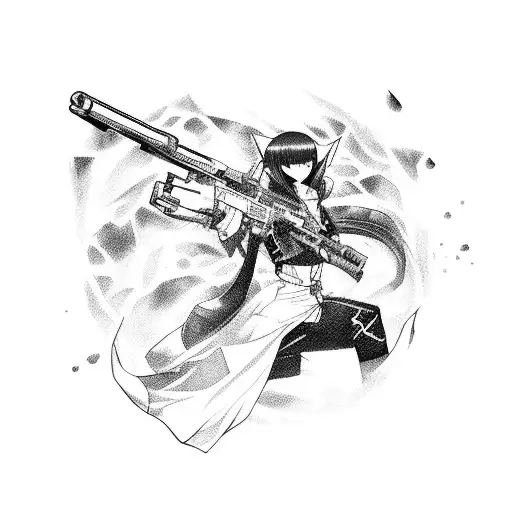 A Fierce Anime Character Wielding A Futuristic Gun In A High-speed Car Chase