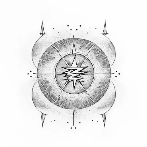 Staurne Planet With Lightning And A Sun