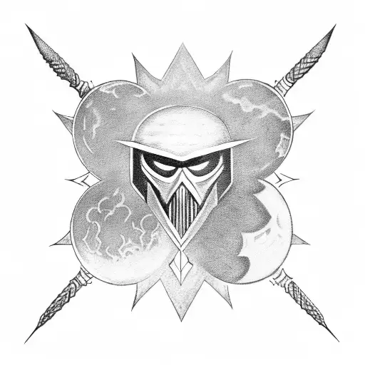 Tattoo Of A Sun Knight And A Moon Knight Both With A Star Sword In Their Hands