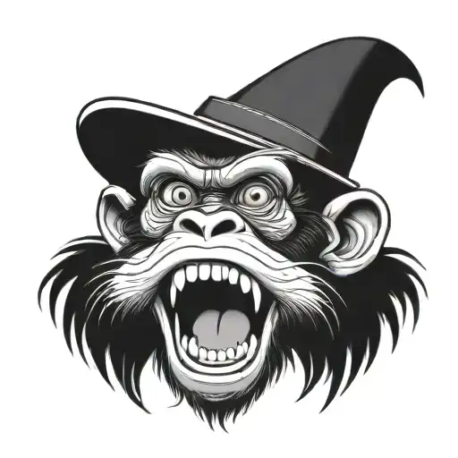 Mad Monkey With Open Mouth And A Cap