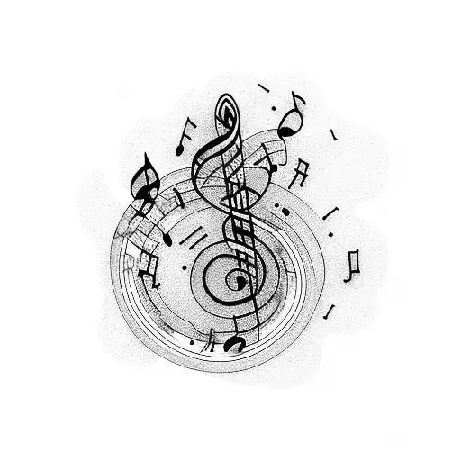 A Music Note Intertwined With A Book