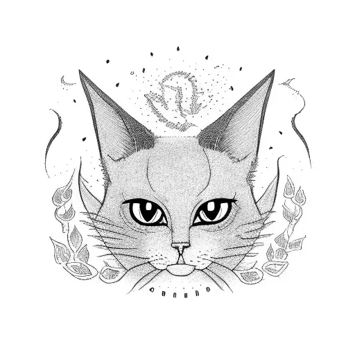 Witch On Broom With Black Cat On Back