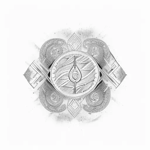 A Tribal-inspired Tattoo Of A Guitar With Music Notes Flowing Out Of It