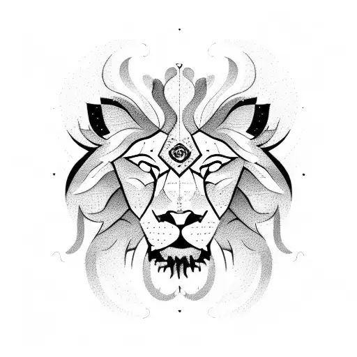 Abstract Depiction Of A Lion Pride Forming The Shape Of A Heart