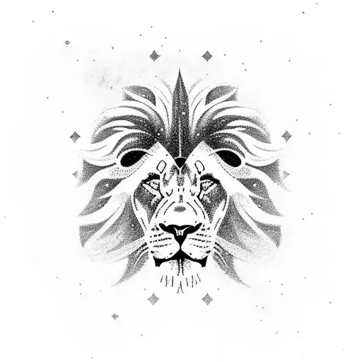 A Cosmic Lion Surrounded By A Field Of Space Roses