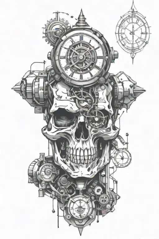 Robot Skull With Futuristic Clock Embedded