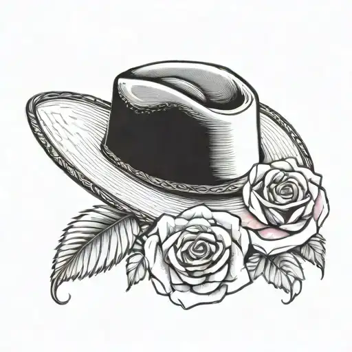 Cowboy Hat With Roses In The Background