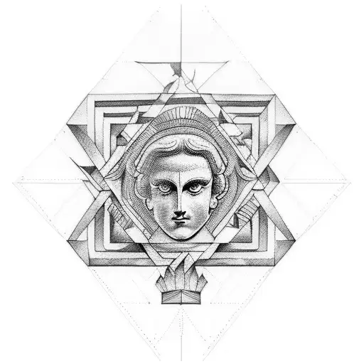 Combine Elements Of Greek And Roman Mythology In A Geometric Design