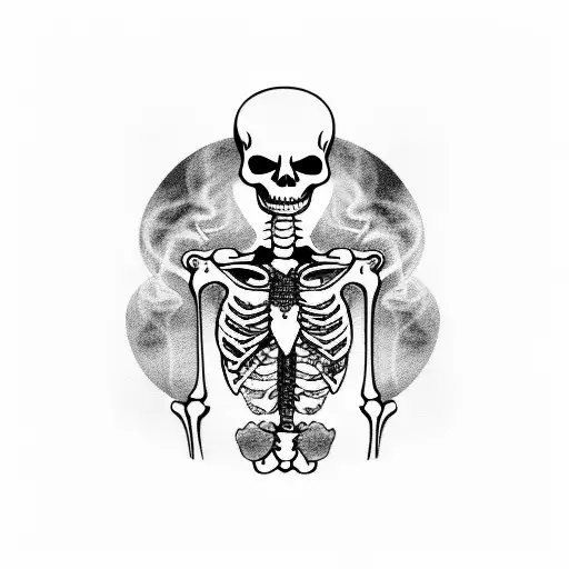 Skeleton Smoking A Cigarette