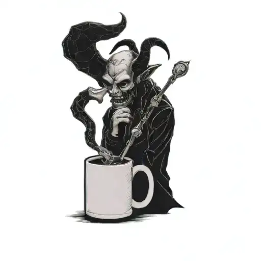 A Demon Holding A Cup Of Coffee