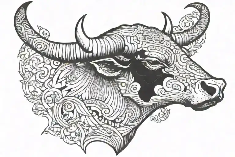 Half Bull Head With Italian Horn