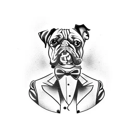 Dog With A Gun In A Tuxedo