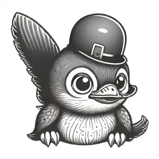 Cute And Happy Baby Penguin With Big Eyes Cartoon