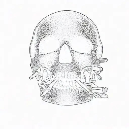 A Skull With Bullets Pouring Out Of Mouth