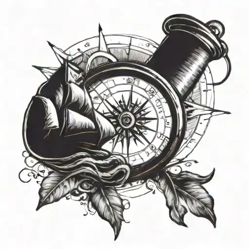 A Boxing Glove Holding A Compass With A Boat Sailing In The Background