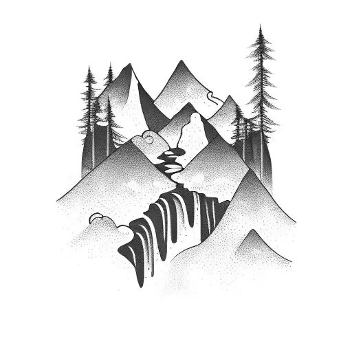 Waterfall On Mountain