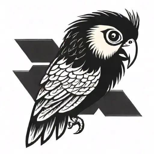 Caique Sitting In Front Of Tatami Galaxy Logo