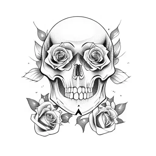 Hourglass With Roses And Skulls