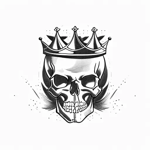 A Tattoo Of A Skull With A Crown And A Banner That Says 'No Sacrifice Is Too Great'