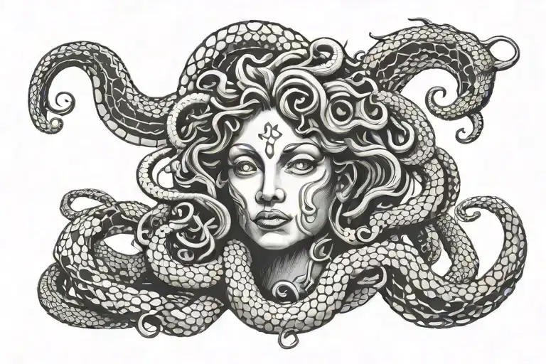 Medusa Head With Snake Coming
