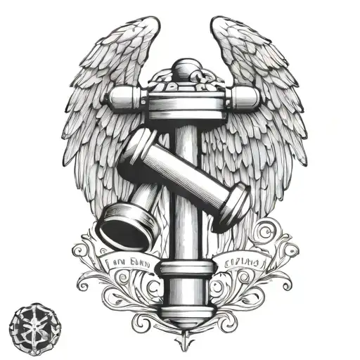 Combine Angel Wings And Dumbbells To Create A Unique Design Symbolizing Strength And Grace
