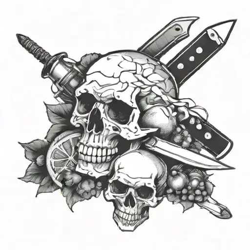 Skull And Knife And Food