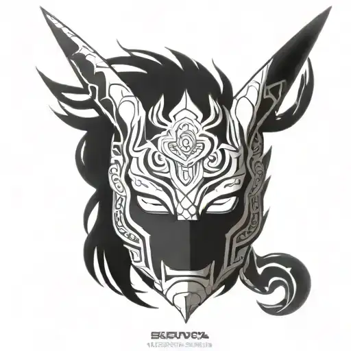 An Oni Mask Split In Half Kurama Naruto And Zeraora With Naruto Sealed And Flame