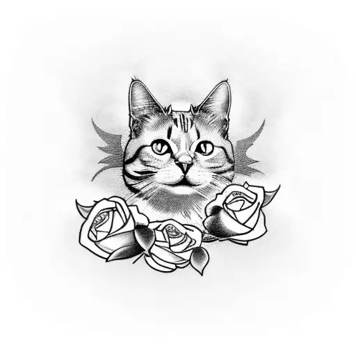 A Cat Walking Out Of A Bed Of Roses During Sunset