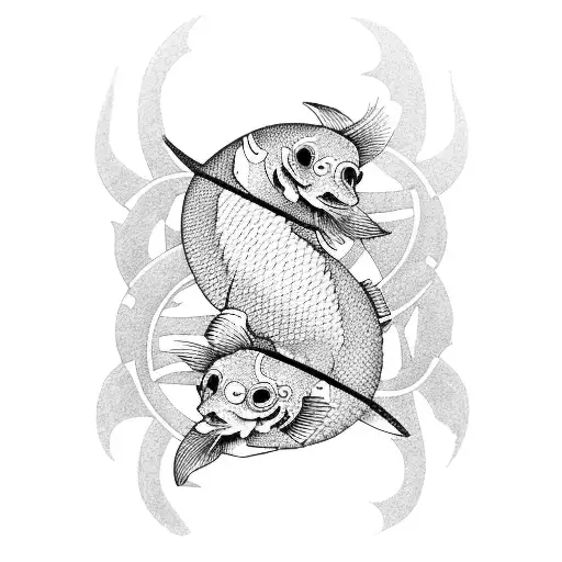 Carpenter Tools Arranged In The Shape Of A Koi Fish