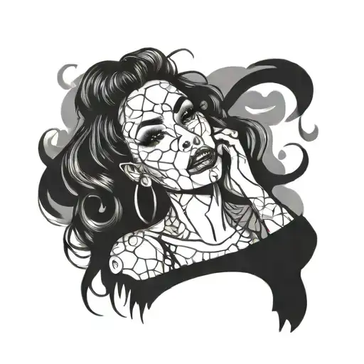 Hot Girl Sketch Alternative Pierced Lip Fillers And Super Big